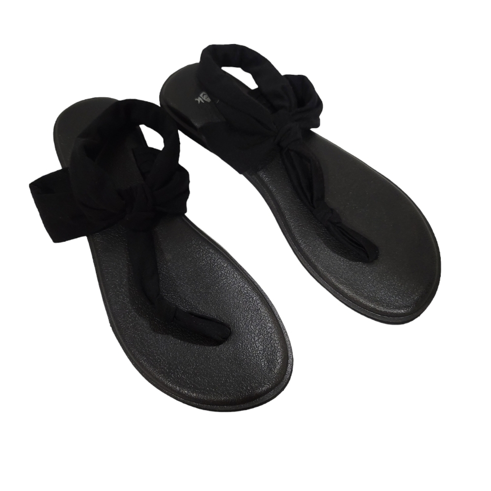 Sanuk Women Yoga Sling Black Sandals Size 8